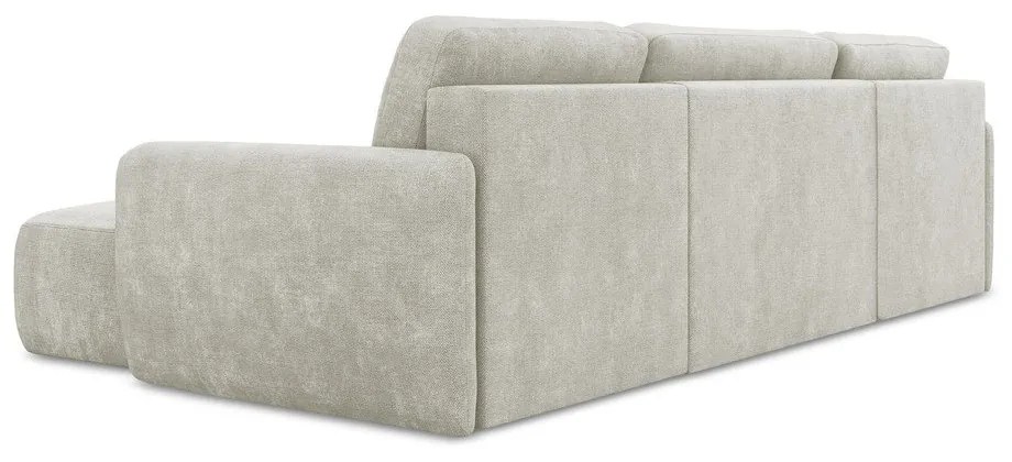 Krémszínű zsenília kinyitható-tárolóhelyes sarokkanapé (U alakú) Lilo – Makamii