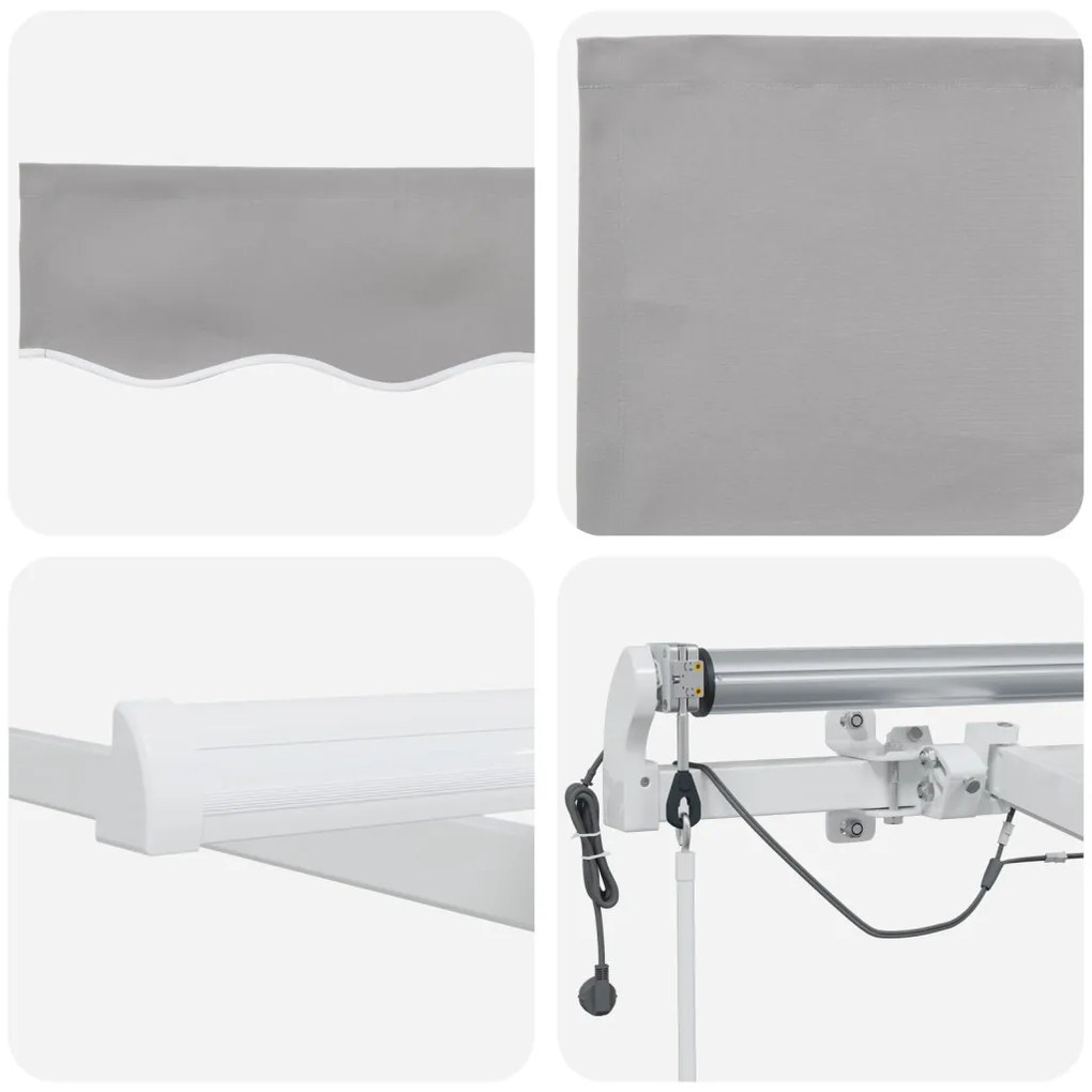 Automatikus behúzható napellenző LED világítással Világosszürke 450x300 cm