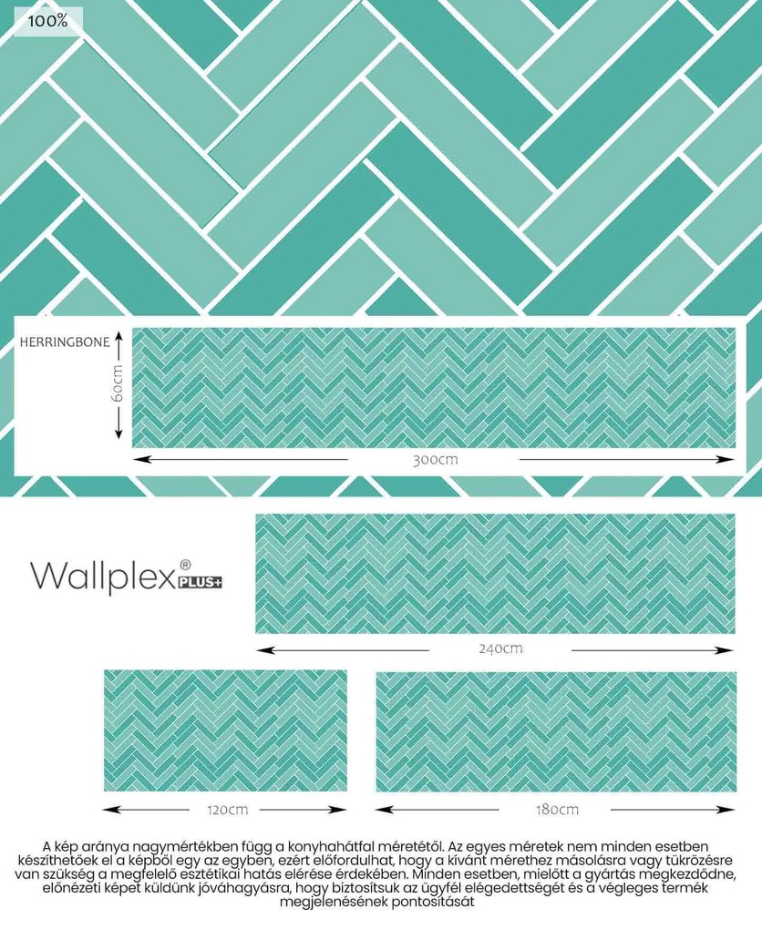 Wallplex konyhahátfal Herringbone (Méret: 60x300)