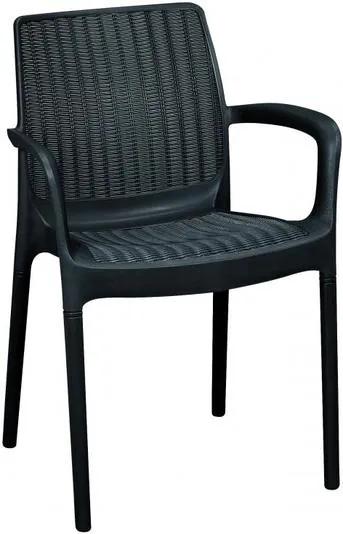 KETER BALI MONO műanyag kartámaszos kerti szék, grafit 206056 (17190206)