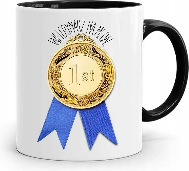 Fekete Bögre Állatorvosnak Állatorvos Érem Nyomtatott Fényképpel