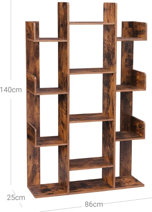 ODIN könyvespolc ipari stílusban, 86x25x140 cm, barna Vasagle