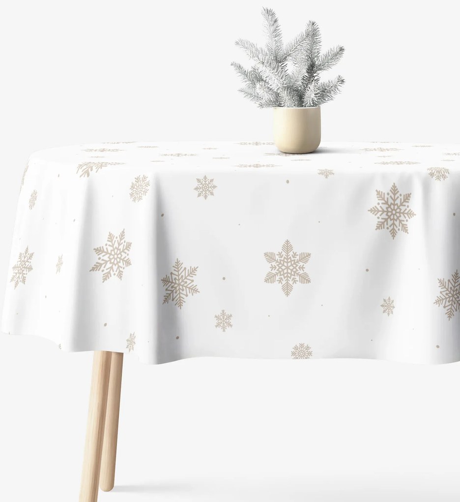 Goldea ovális pamut terítő - hópelyhek fehéren 140 x 240 cm