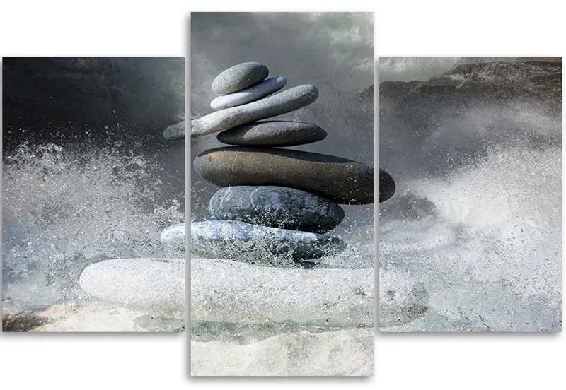 Gario Vászonkép Zen kövek a vízben - 3 részes Méret: 150 x 100 cm