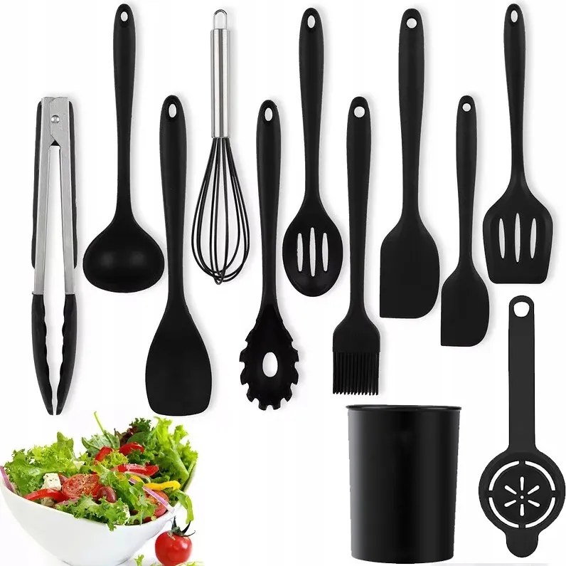 Konyhai Edénykészlet Szilikon Konyhai Edények 12 Részes Fekete