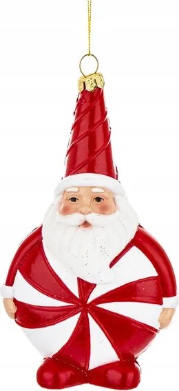 Karácsonyfadísz Mikulás fehér-piros nyalóka 16 cm