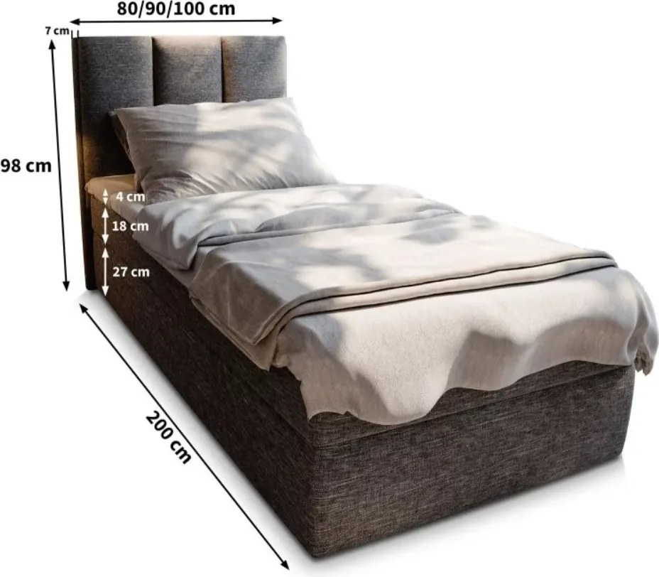 AKCIÓ Kárpitozott boxspring ágy MERALIS 90x200 cm barna II. osztály