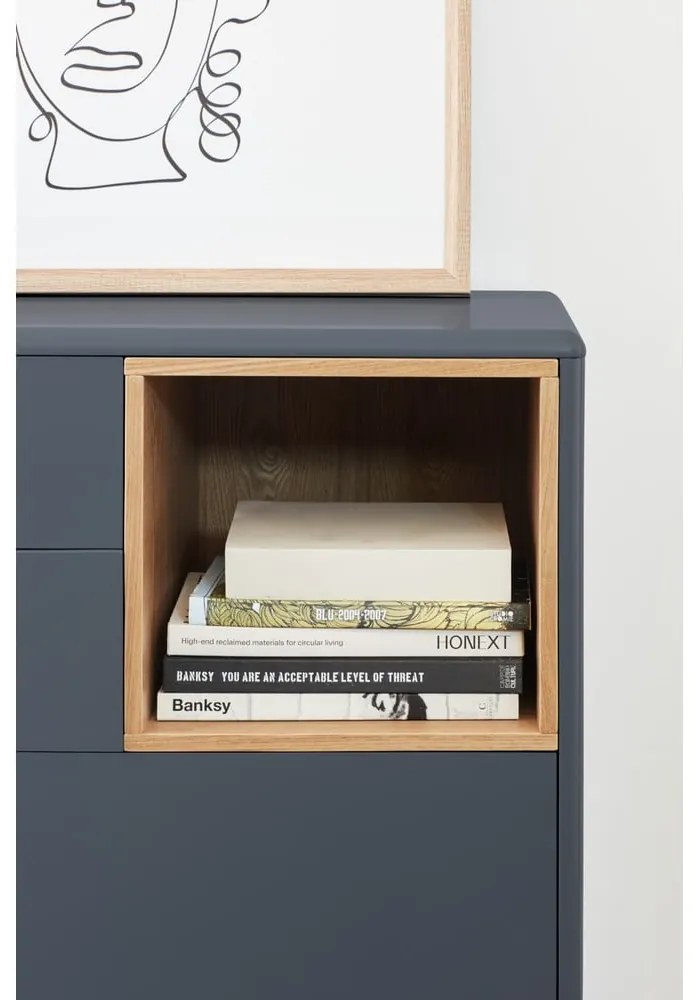 Sötétszürke alacsony komód 90x90 cm Corvo - Teulat