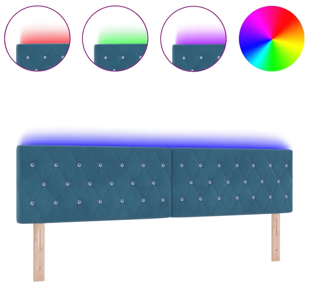LED fejvég kristálygombos tűzéssel sötétkék 90 cm bársony