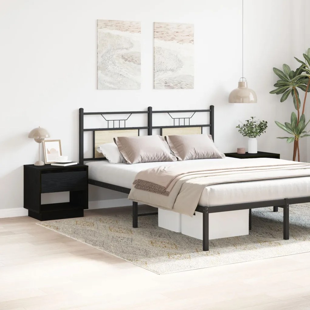 2 db Éjjeli asztal Fekete tölgy 45x34x49 cm Műanyag