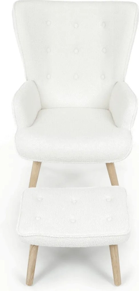 Fehér relaxfotel, bouclé szövet kárpitozással, AK-319 WT2