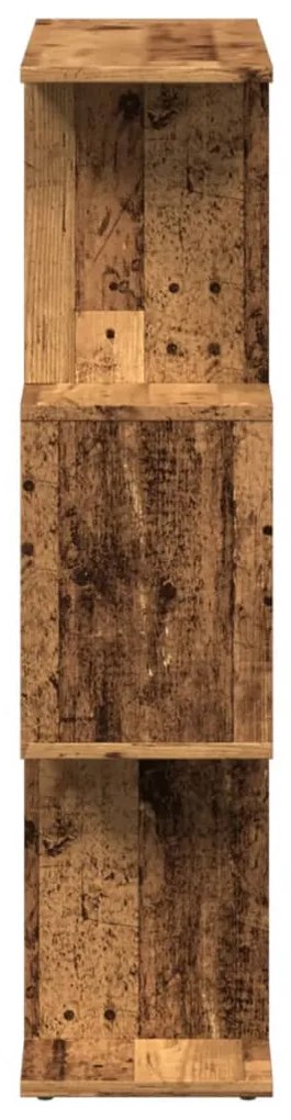 3 szintes antik fa színű fa elválasztó könyvespolc 70x24x97 cm
