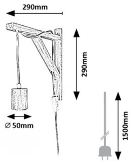 Rabalux 71028 - UBUL fali lámpa 1xE27/60W/230V bükk