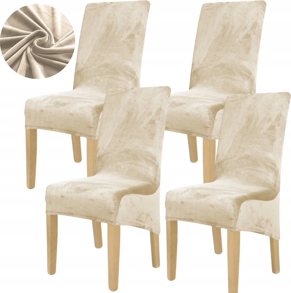 4 Db Székhuzat XL Kasmír Bézs Velúr Rugalmas Ferde