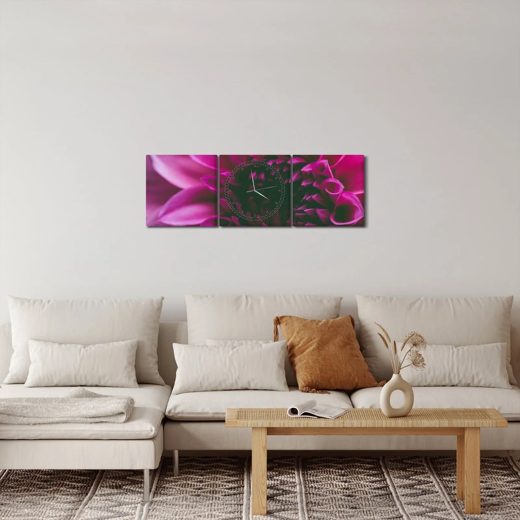 Rózsaszín virág képe (órával) (90x30 cm)
