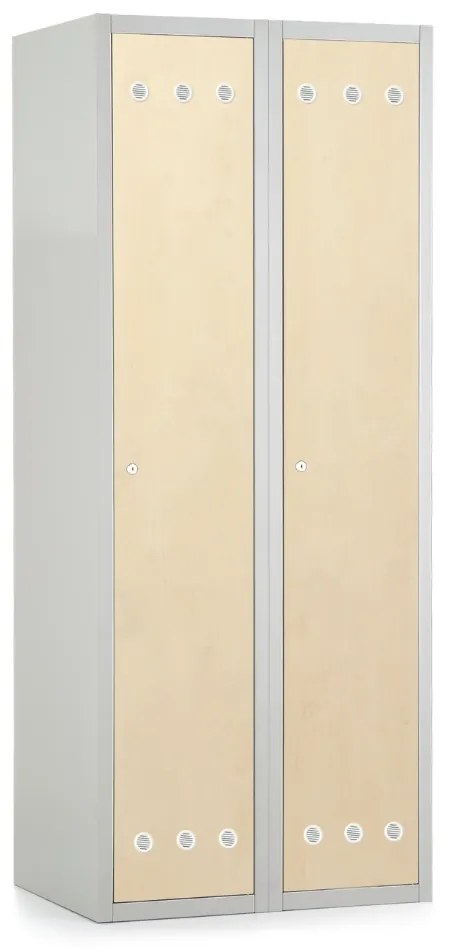 Fém szekrény fa ajtókkal, 80 x 50 x 180 cm, hengerzár, juhar