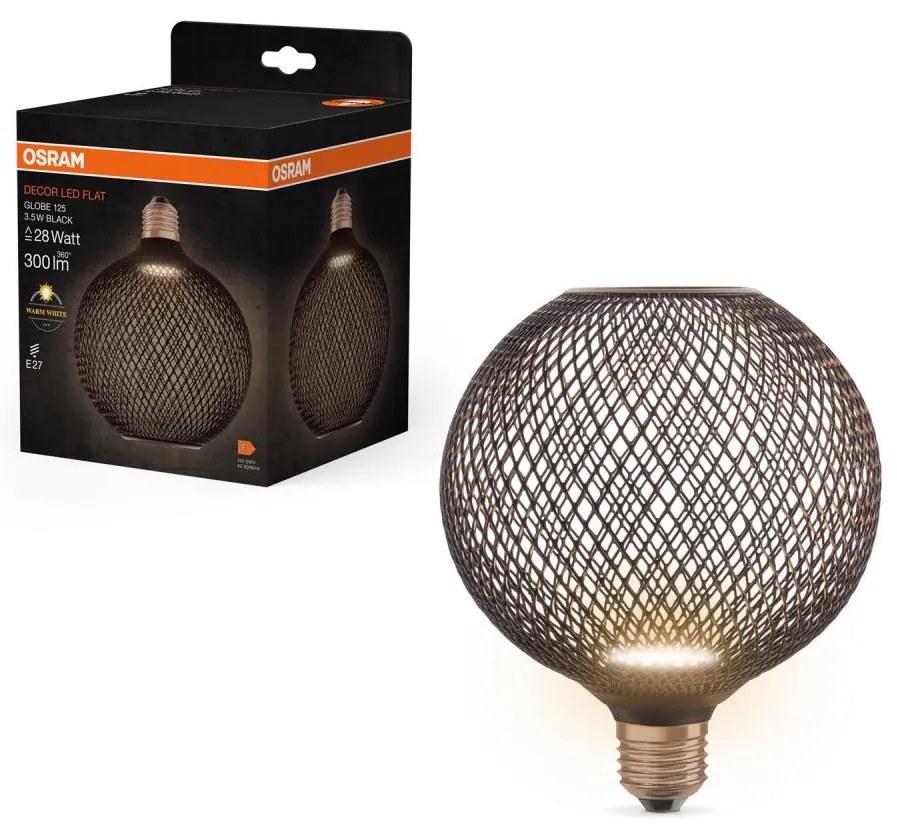 LED Izzó DECOR FLAT G125 E27/3,5W/230V 2700K fekete - Osram