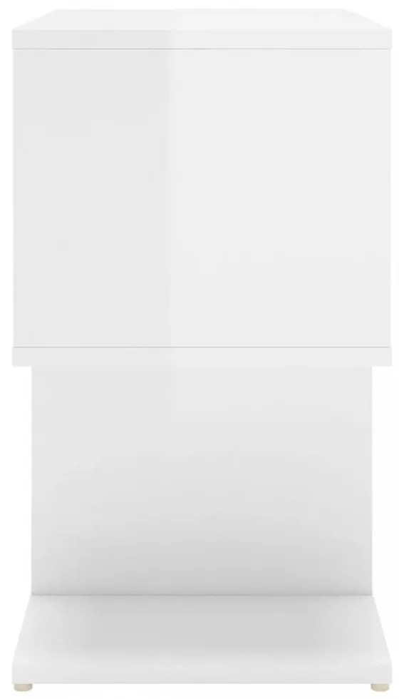 magasfényű fehér szerelt fa éjjeliszekrény 50 x 30 x 51,5 cm