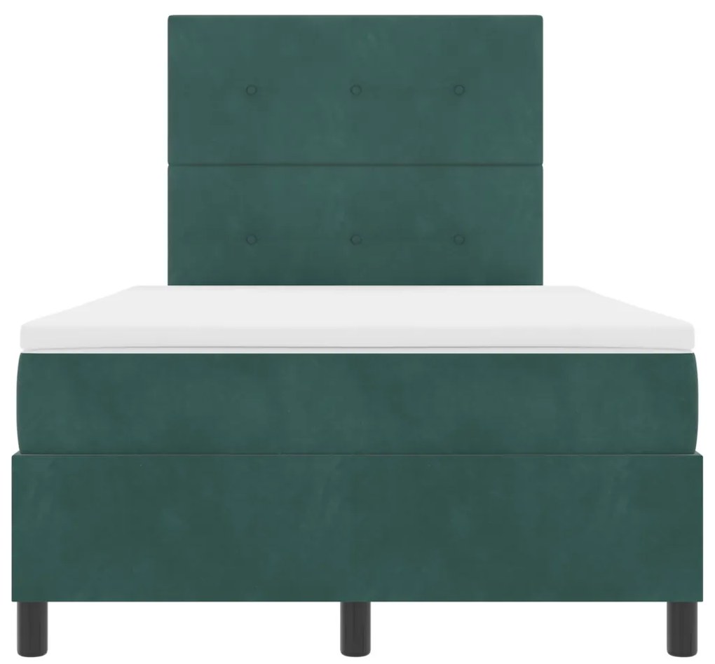 Boxspring Ágy Matraccal Sötét Zöld Kis Kettős Bársony