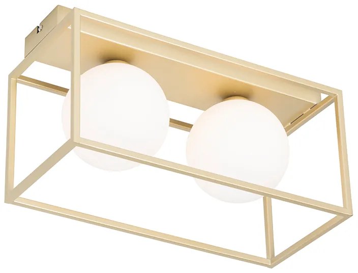 Design mennyezeti lámpa arany fehér üveggel 2 lámpás - Aniek