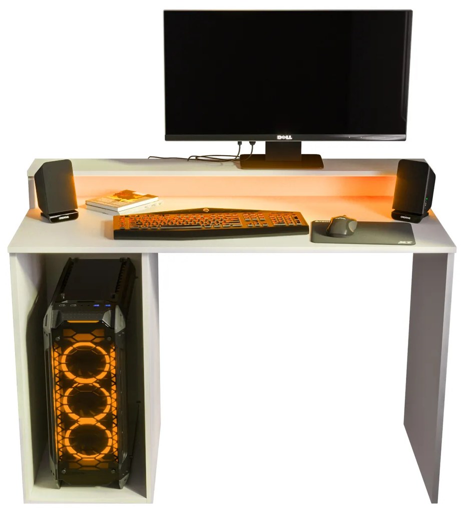 Sarok Gamer PC asztal Garrick 2 (biely) (LED RGB világítással). Akció -6%. 1064136