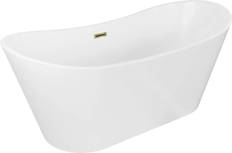 Mexen Montana 170 x 80 cm-es szabadon álló kád, fehér, arany túlfolyó - 52011708000-50