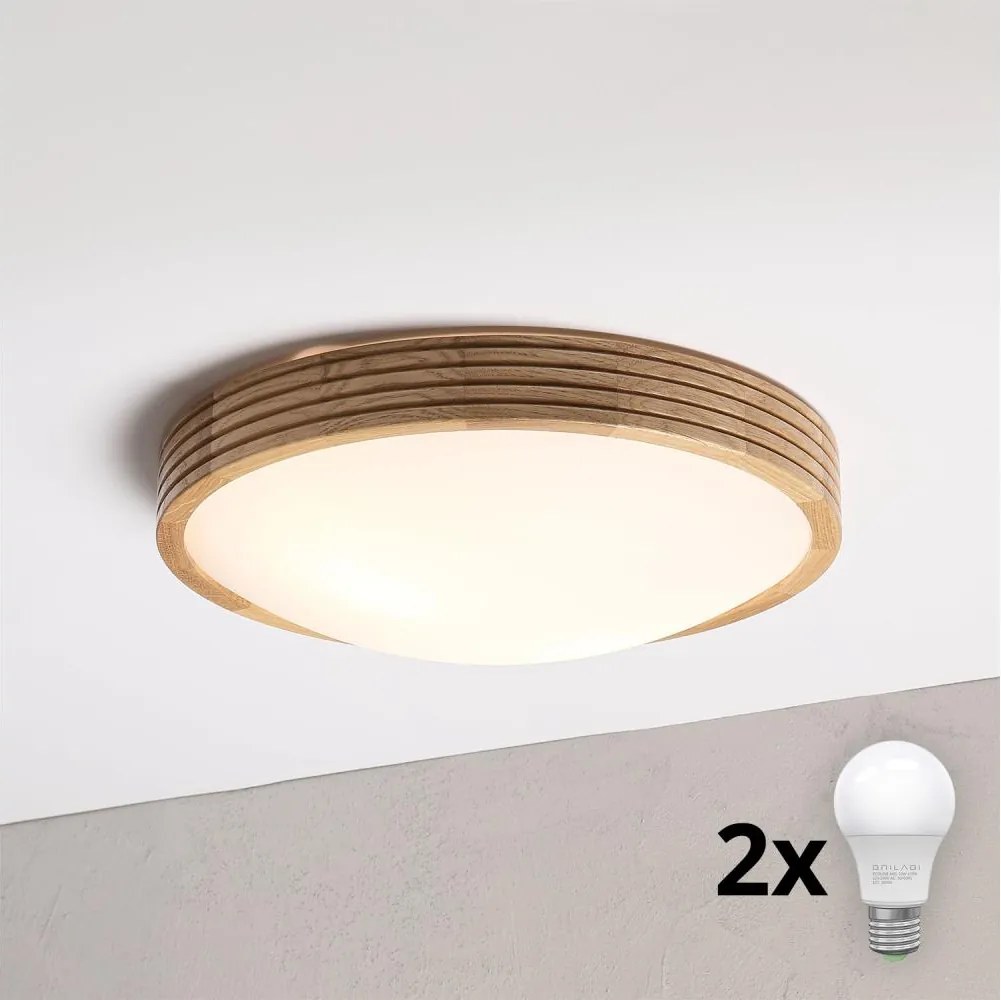 Brilagi - LED mennyezeti lámpa CARVALHO MODERN SLIM 2xE27/60W/230V, átmérő 37,5 cm, tölgy