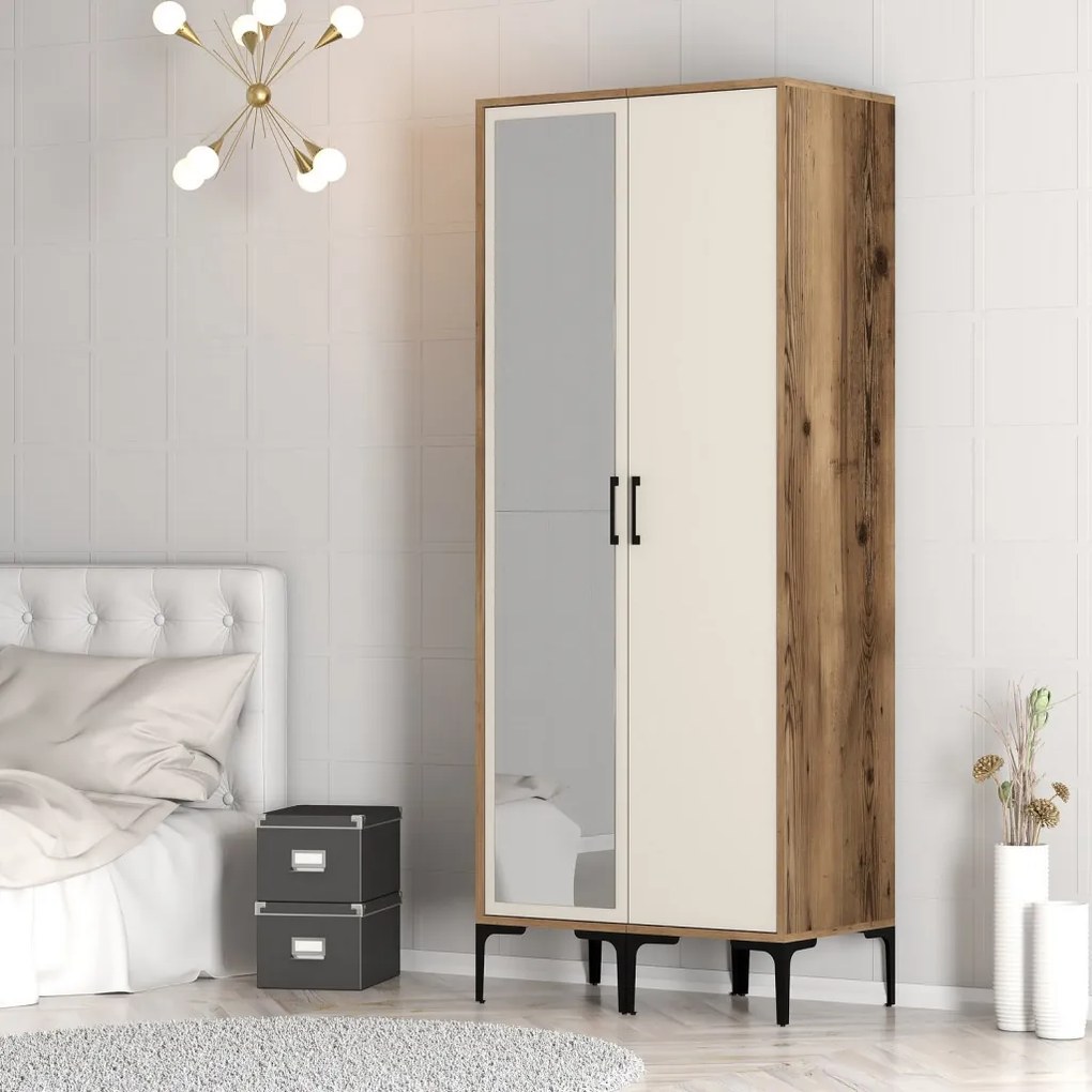 Kumsal gardróbszekrény, dió-krém, 80 cm – TR845HCT5431