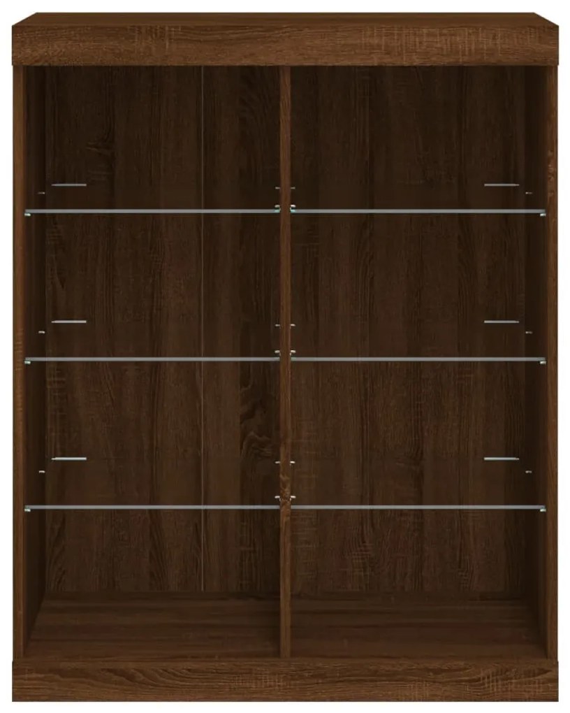 barna tölgy színű tálalószekrény LED-ekkel 81 x 37 x 100 cm