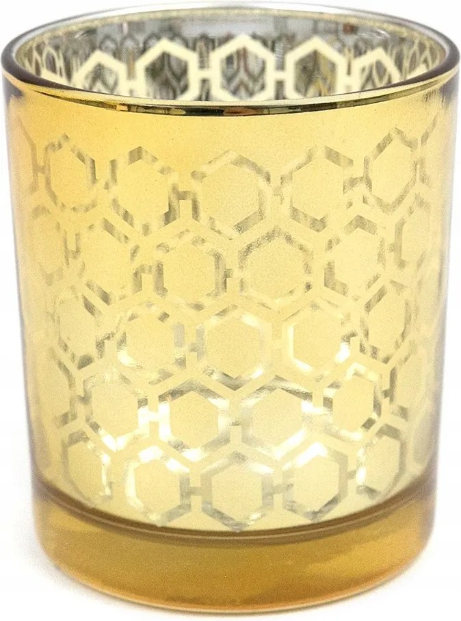 Üveg Gyertyatartó Arany 10cm Glamour Tealight Pohár