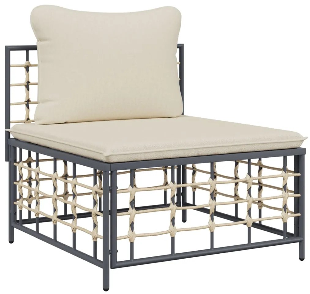 5 részes antracitszürke polyrattan kerti ülőgarnitúra párnákkal