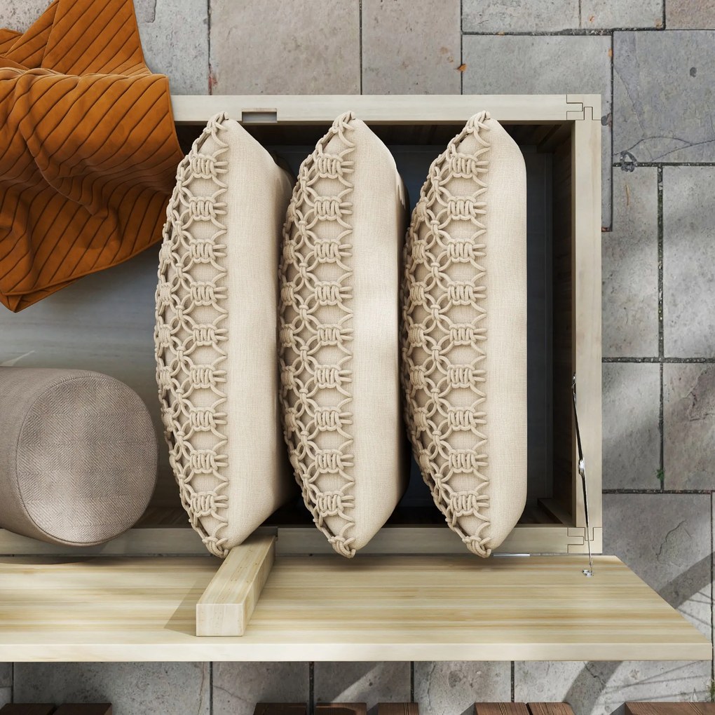 Outsunny 172L Fa Kerti Tároló Láda Strutokkal, Kültéri Használatra - 120L x 55W x 45H cm | Aosom