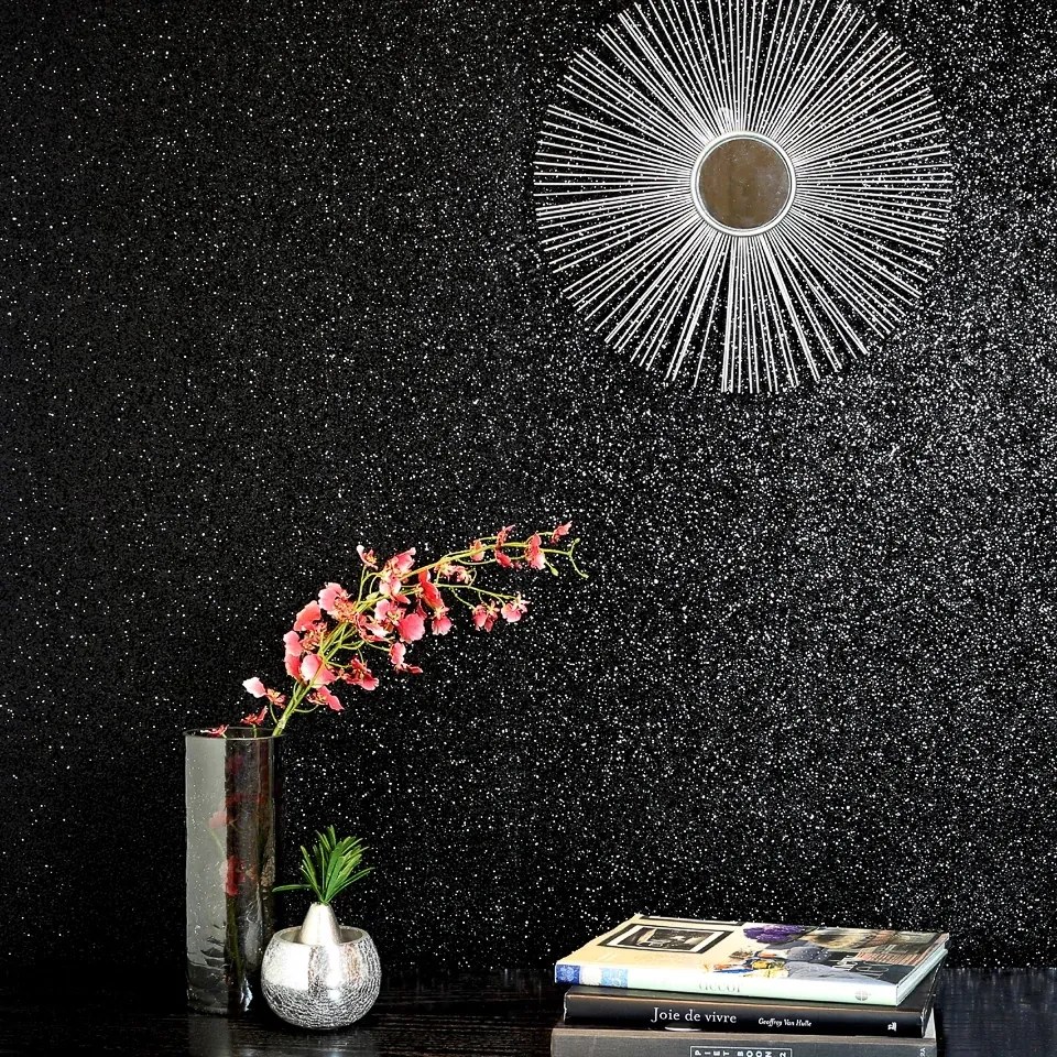 Arthouse Signature 1 Sequin Sparkle fekete flitteres fémhatású vlies tapéta – 901005
