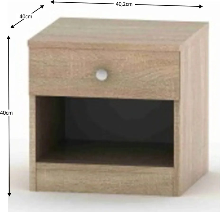 Éjjeliszekrény fiókkal, tölgy sonoma, BETTY 2 BE02-010-00