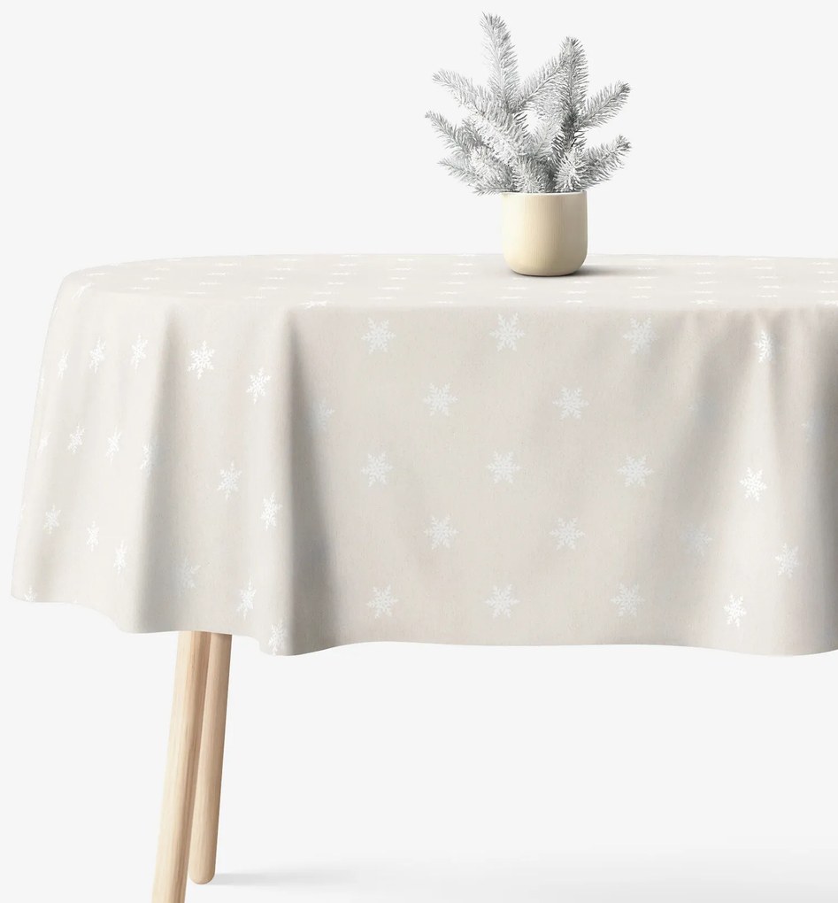 Goldea ovális terítő natura - hópelyhek természetes alapon 140 x 220 cm