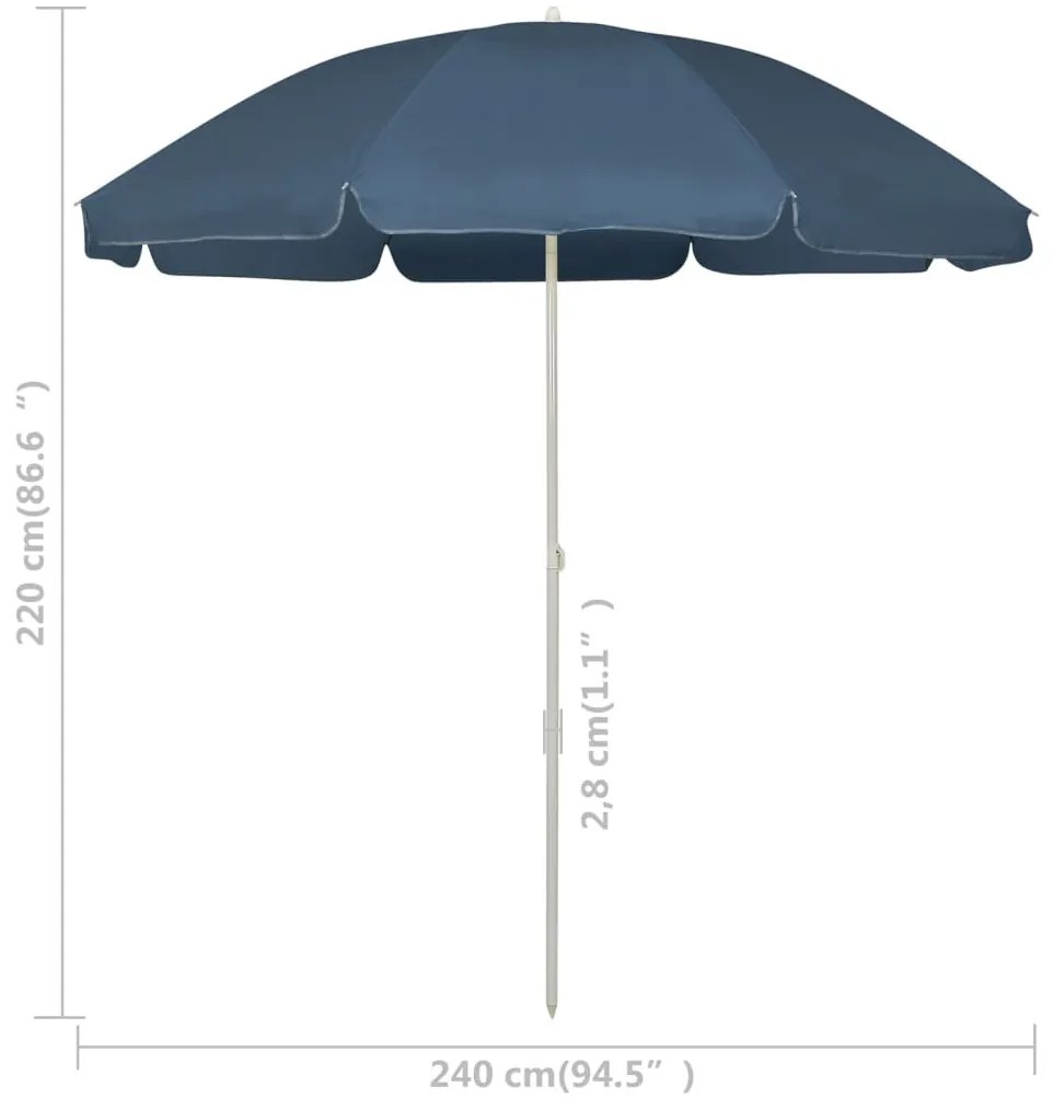 kék strandnapernyő 240 cm