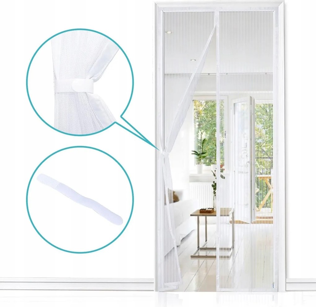 Szúnyogháló ajtóra mágneses tömör 90x200cm Apalus Fehér