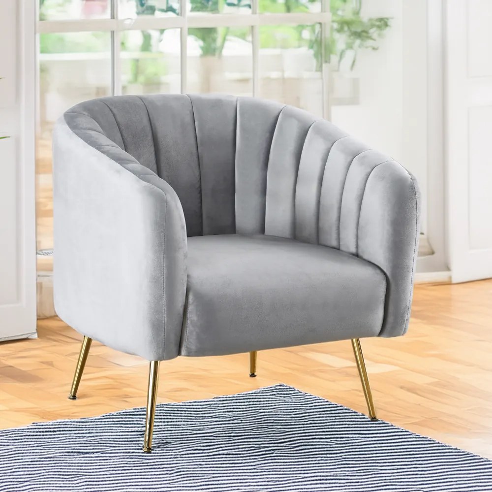 Design fotel, szürke Velvet szövet/gold króm-arany, BAGY