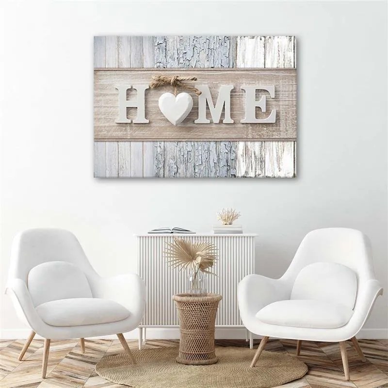 Gario Vászonkép A Home felirat különbözo fafajták hátterében Méret: 100 x 70 cm