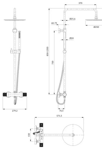 OMNIRES CT8044CR - CONTOUR termosztátos zuhanyszett, fényes króm