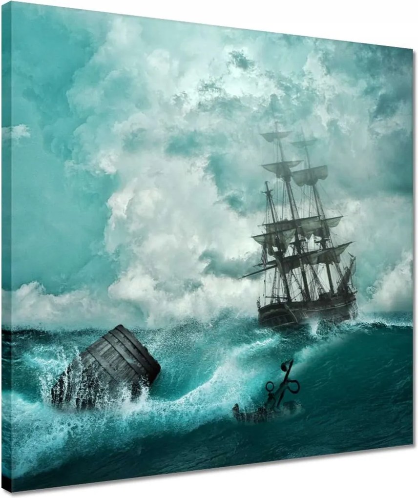 Vászonkép 40x40 Vihar Tenger Hajó Tájkép