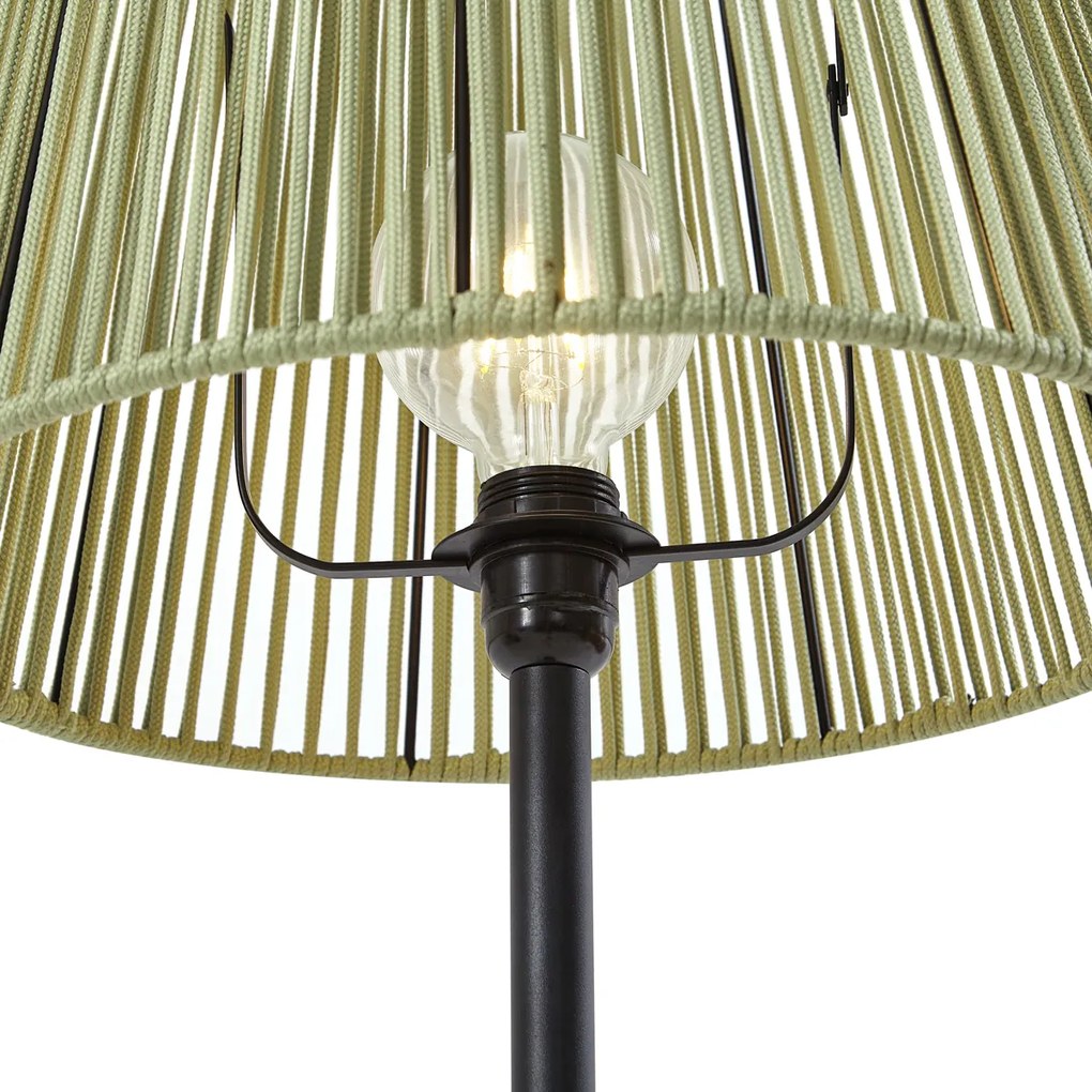 Kültéri állólámpa fekete, zöld kötélárnyékolóval IP44 - Virginia Jayla