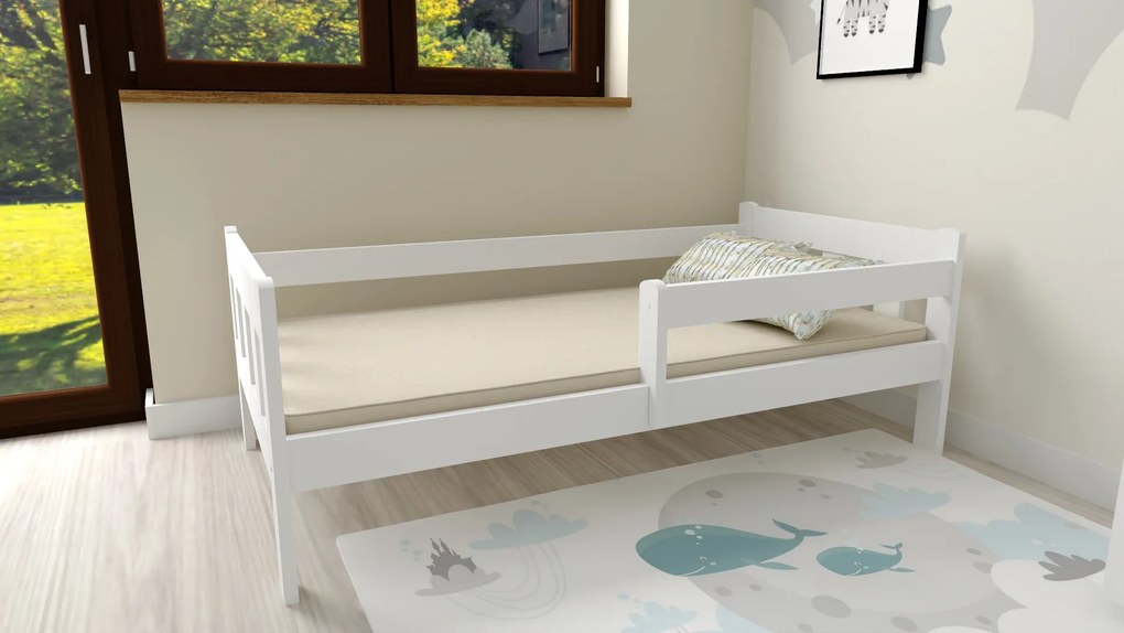 Gyerekágy NESTY 90 x 200 cm, fehér Matrac: Coco Maxi matrac 20 cm, Ágyrács: Ágyrács nélkül