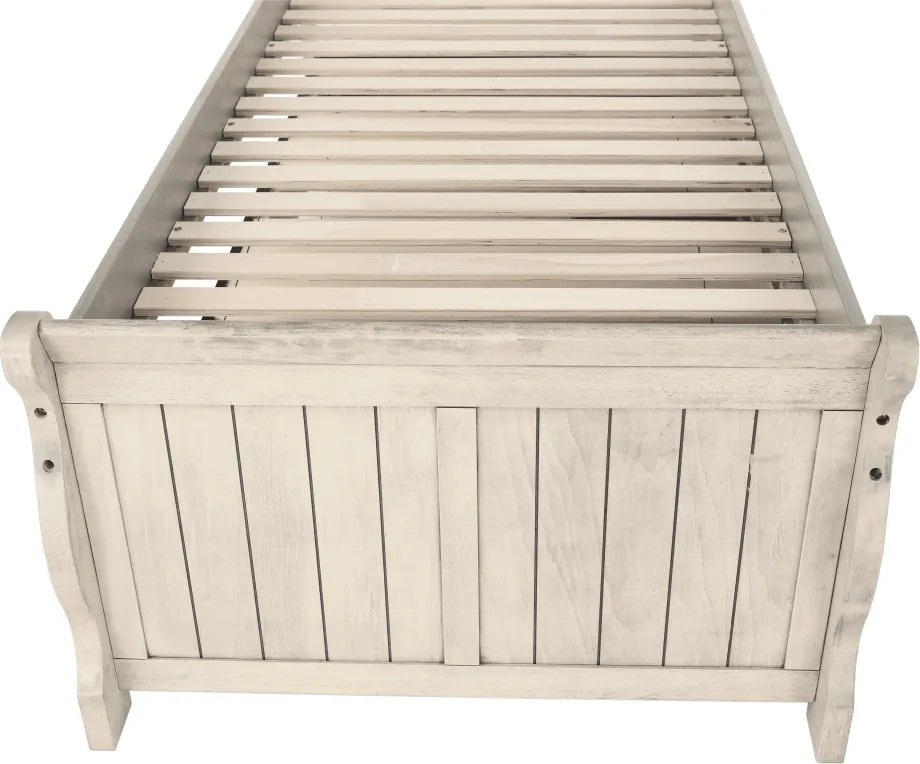 Ágy pótággyal, antik fehér, 90x200, ANTIKO