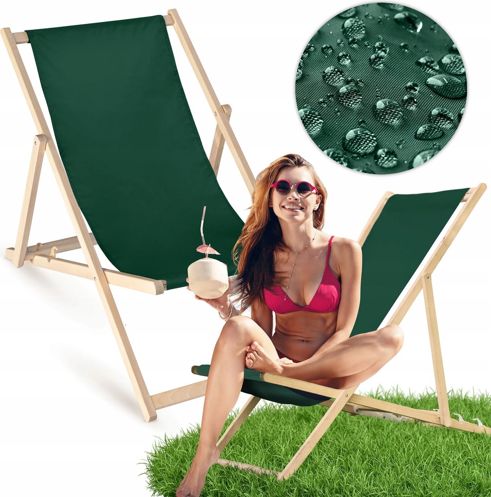 Fából Készült Kerti Napozóágy Sötétzöld Összecsukható Terasz Szék A Strandra