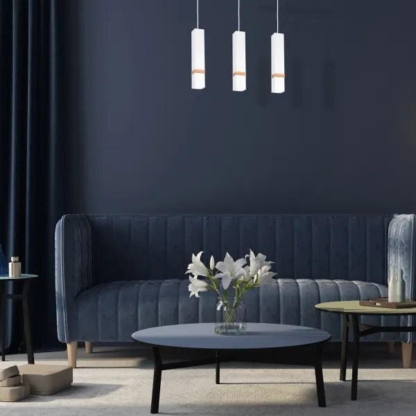 Csillár zsinóron VIDAR 3xGU10/25W/230V fehér