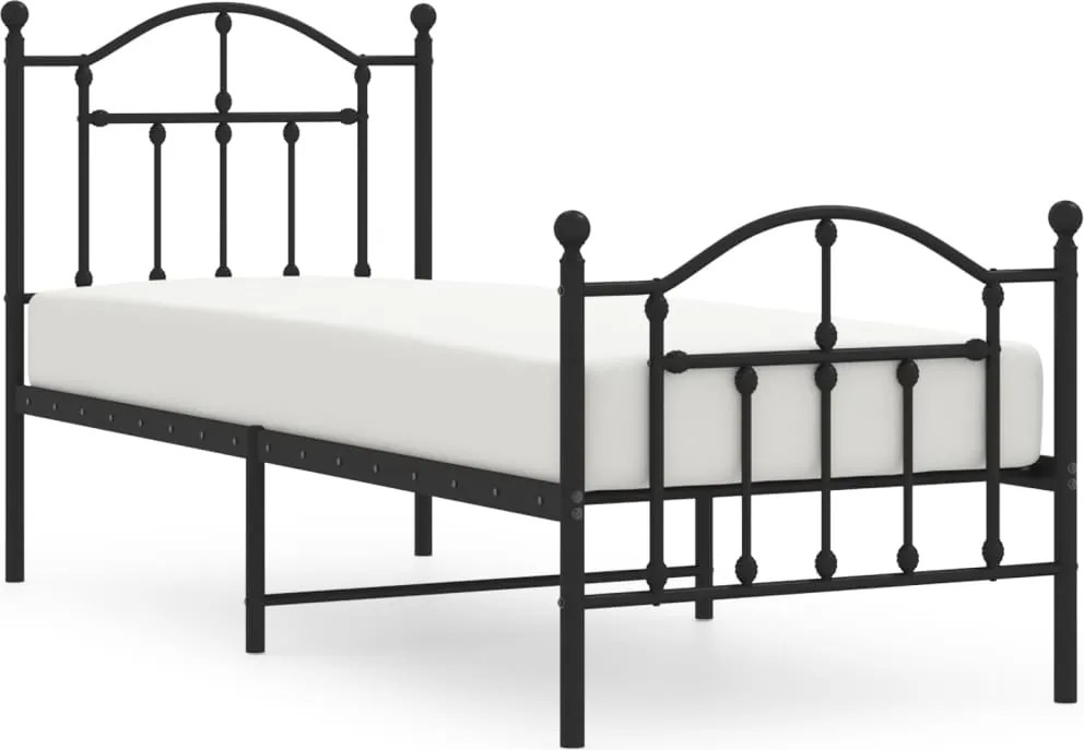 vidaXL fekete fém ágykeret fej- és lábtámlával 75 x 190 cm
