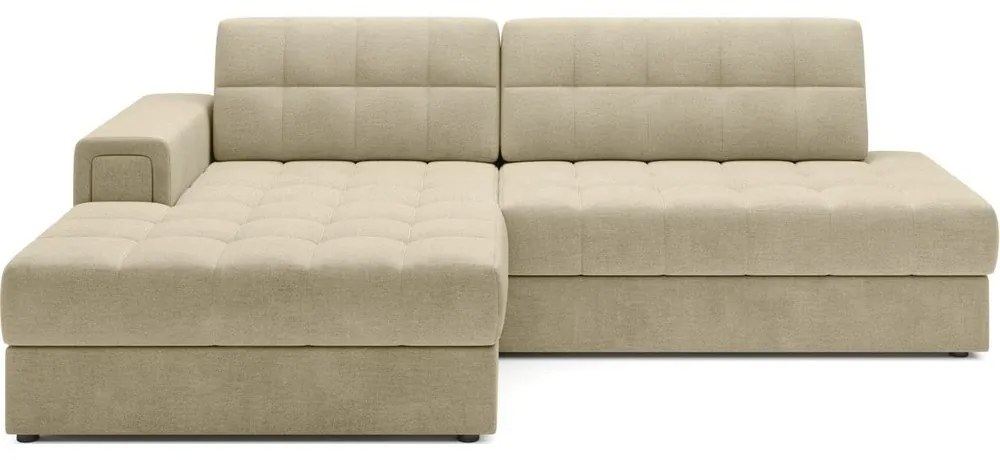 Világosbarna bársony kinyitható sarokkanapé (bal oldali-heverő résszel) Blezalt – ELTAP