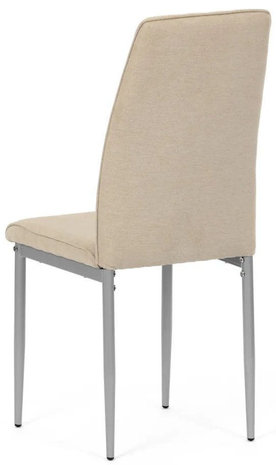 Scaun de sufragerie, tapițerie din material bej, picioare din metal gri