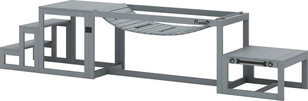 PawHut 3 részes kutya agility készlet — lucfenyő híd, létra és pódium, max. 40 kg, szürke | Aosom